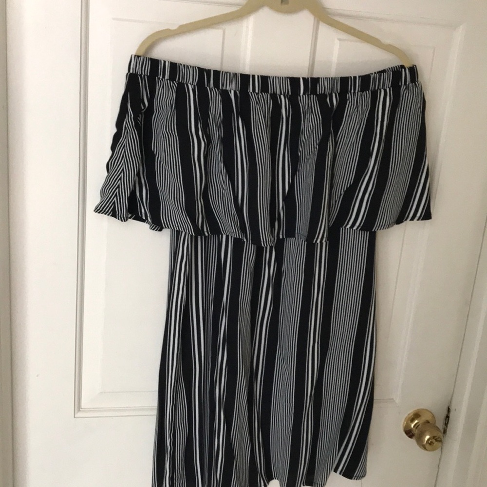Black and white off the shoulder dress